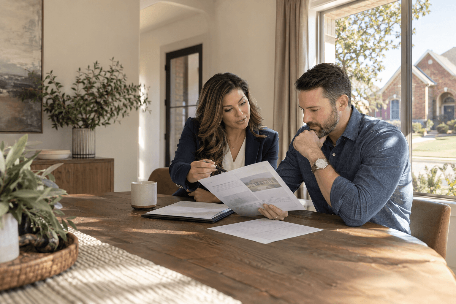 Dallas homebuyer and real-estate professional reviewing an appraisal report