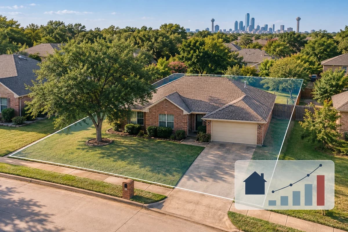 Dallas rental home shown within highlighted property boundaries