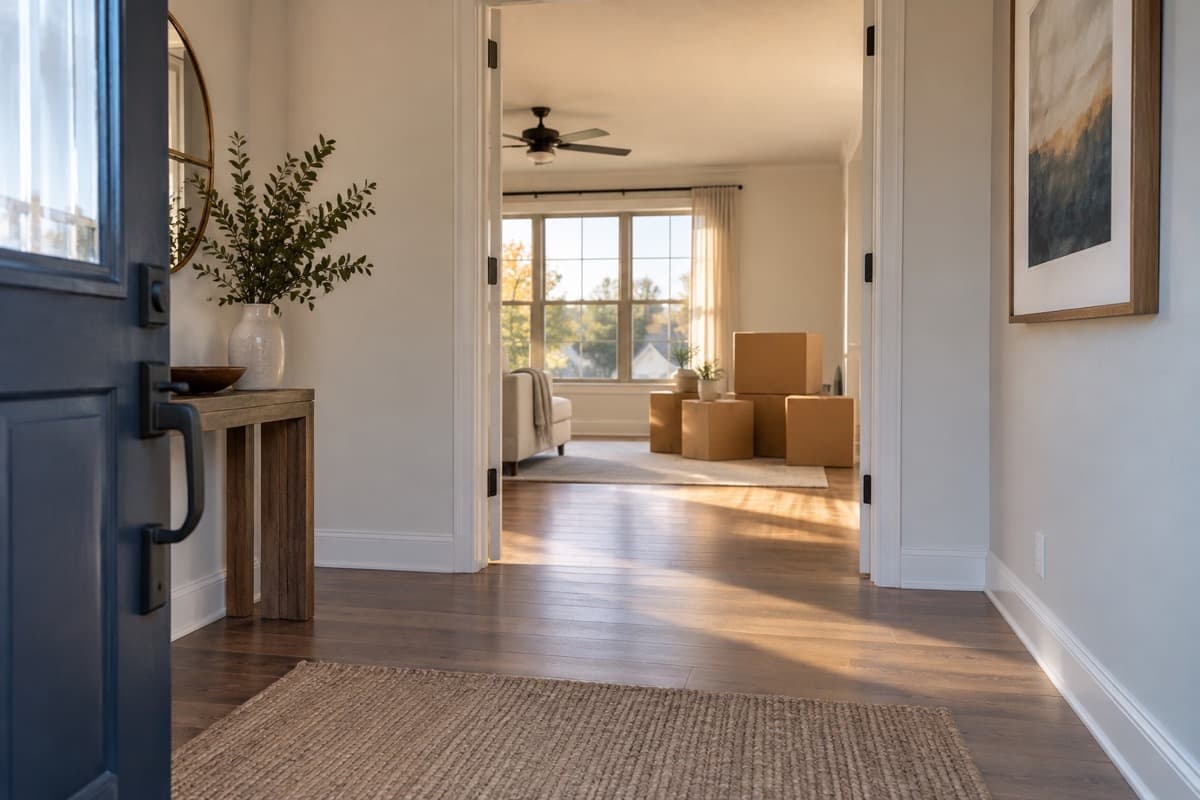 Vacant entryway of a Dallas home awaiting possession after a temporary seller leaseback
