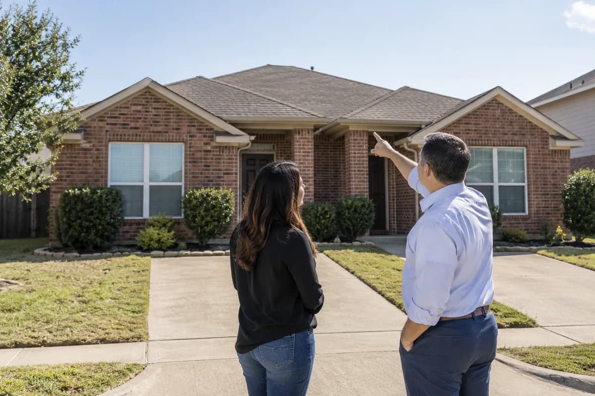Rental owner reviewing a North Texas property's roofline before comparing insurance quotes