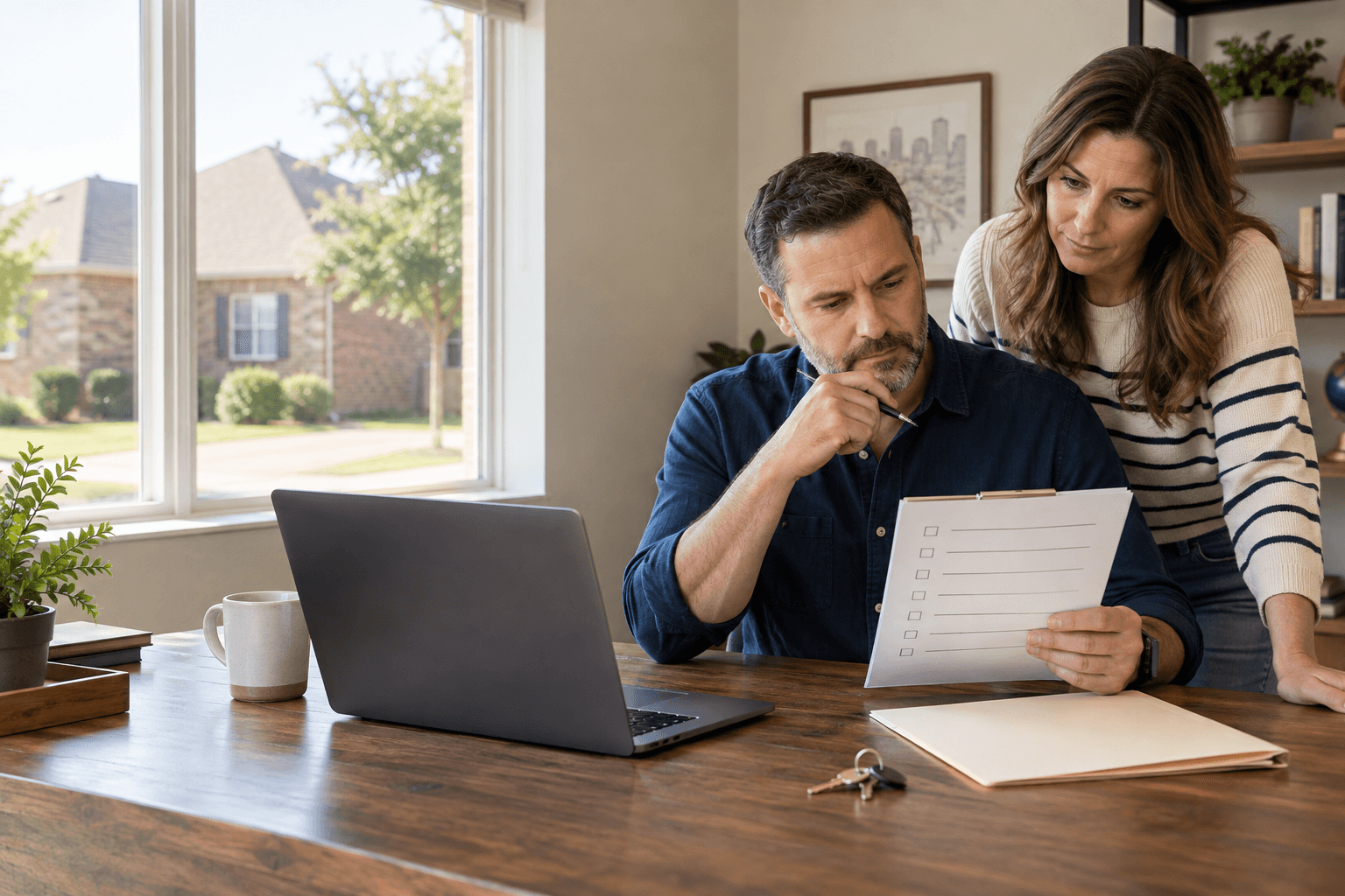 Dallas rental investor and housing professional reviewing a blank screening-process checklist